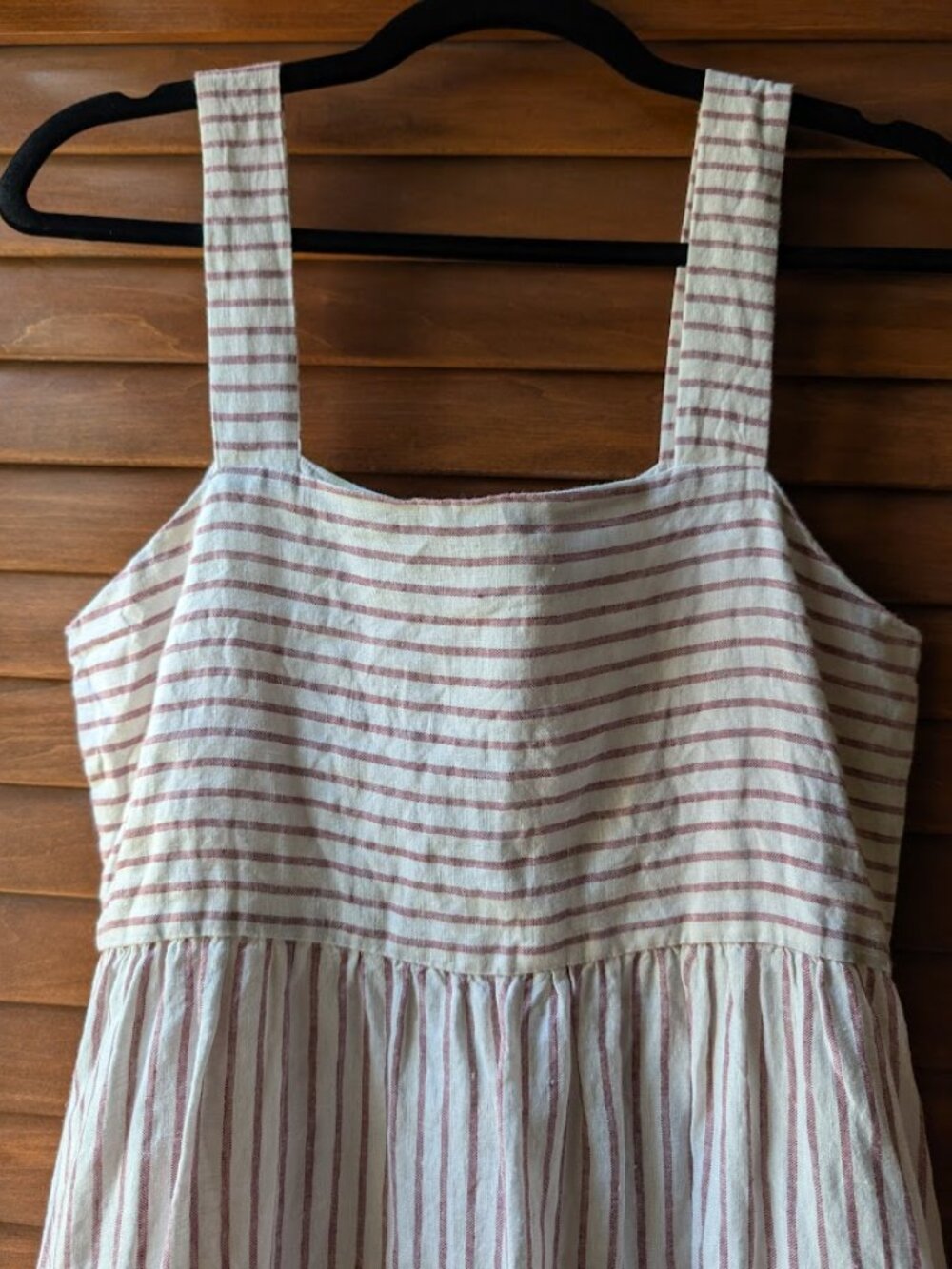 Artisan NY Linen Jumper Dress Red White Stripes Button Front Lagen Look Sz:4 - Picture 7 of 14
